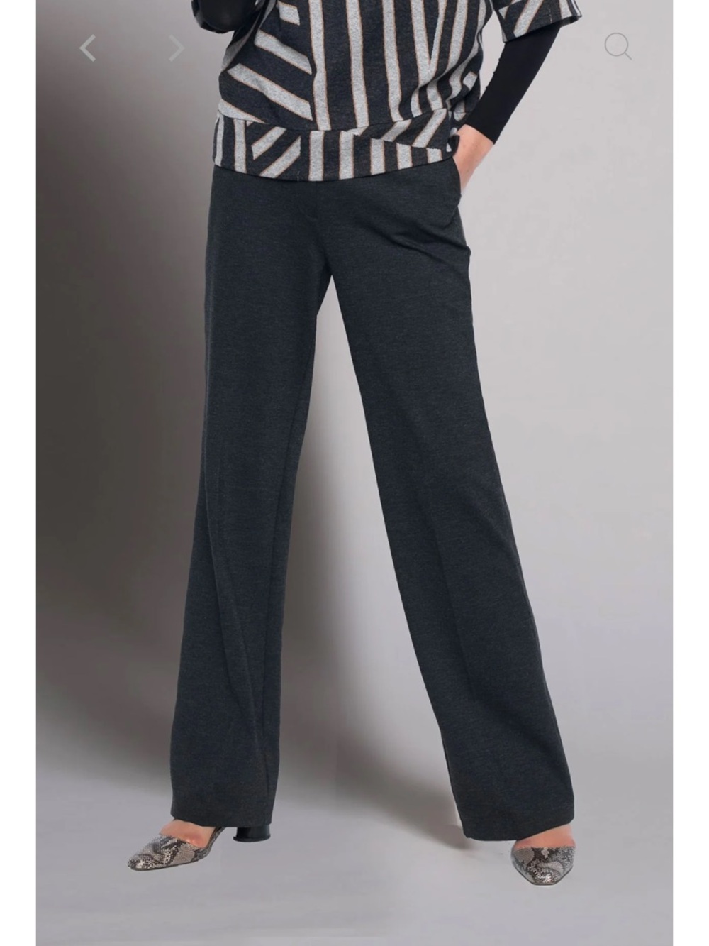 Black Wide-Leg Pull On Elastic waist Trousers - Picture 2 of 6